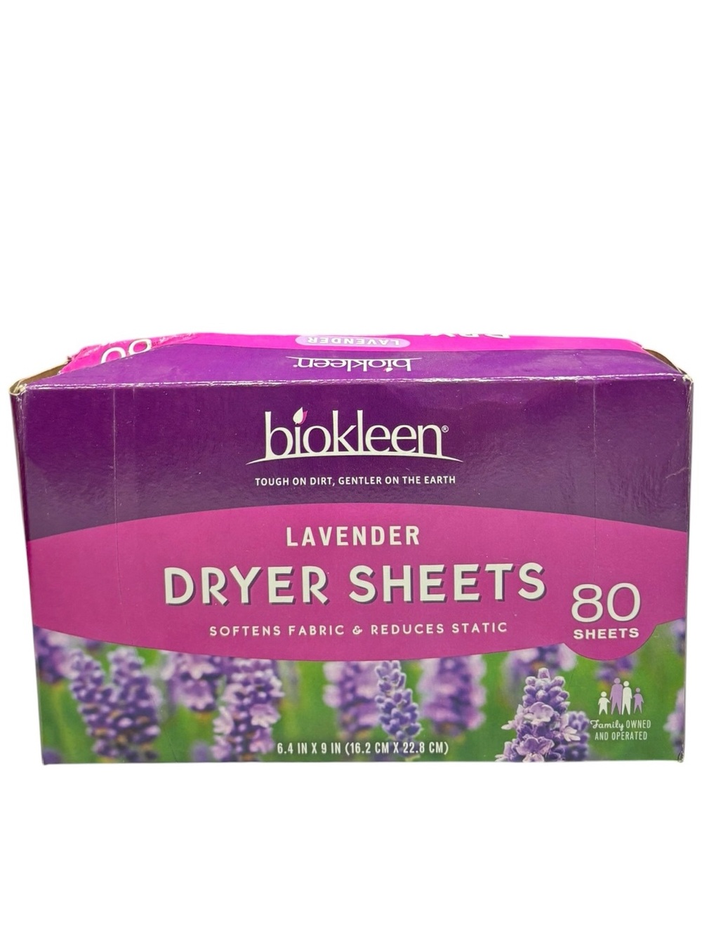 Biokleen Laundry Dryer Sheets LAVENDER Fabric Softener Reduces Static 80 Sheets